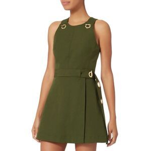 ✨Derek Lam 10 Crosby Olive Green Gold Grommet Detail Twill Sz 4 Dress✨